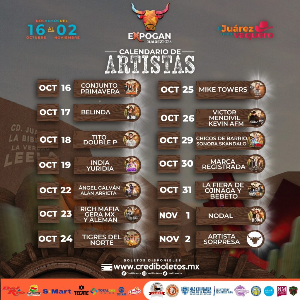 calendario artistas expogan juárez 2025