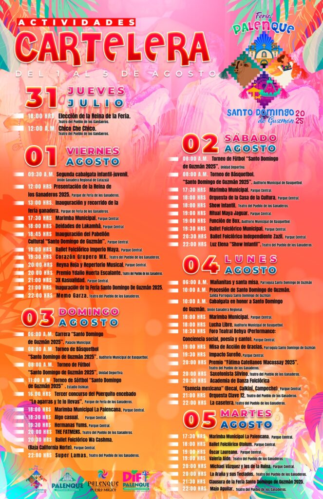 cartelera completa feria palenque 2025