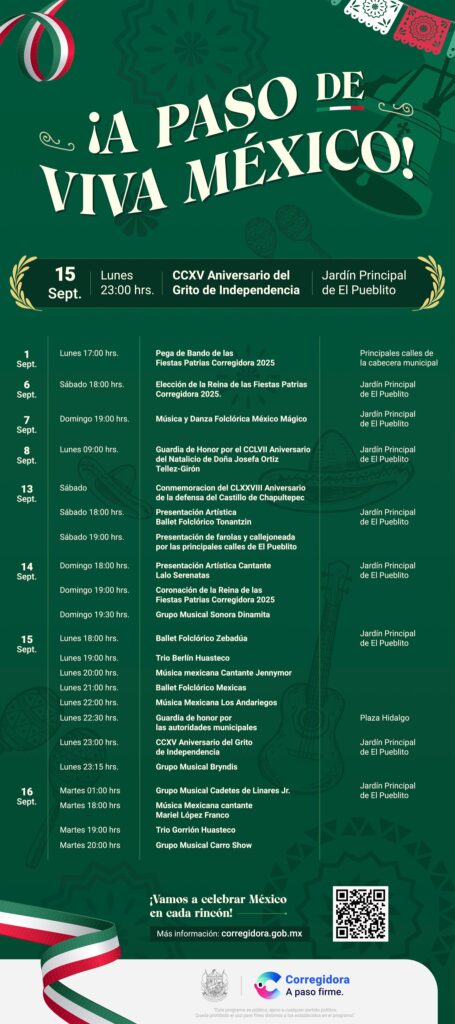 cartelera fiestas patrias corregidora 2025