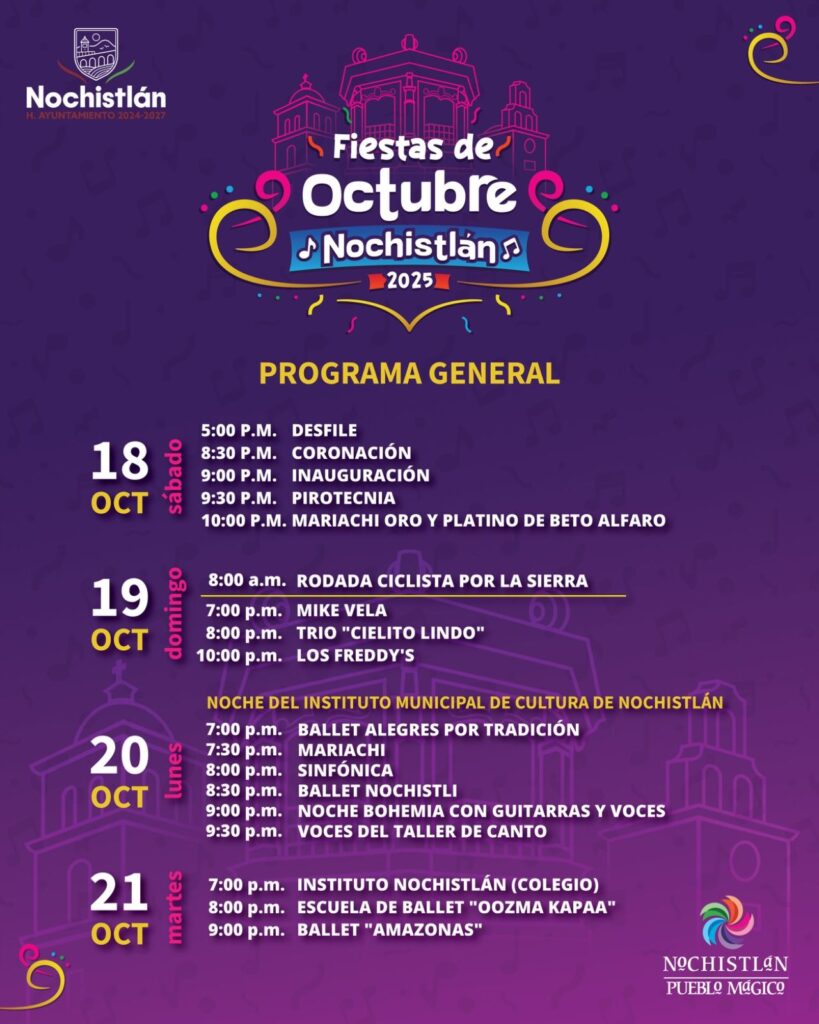 programa fiestas de octubre nochistlán 2025