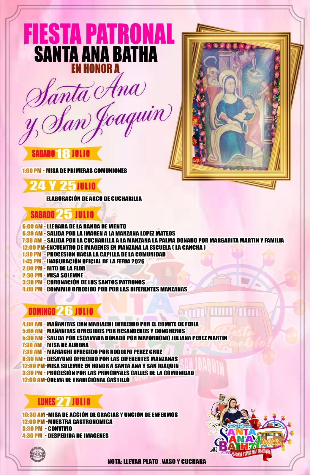 fiesta patronal santa y san joaquín 2026